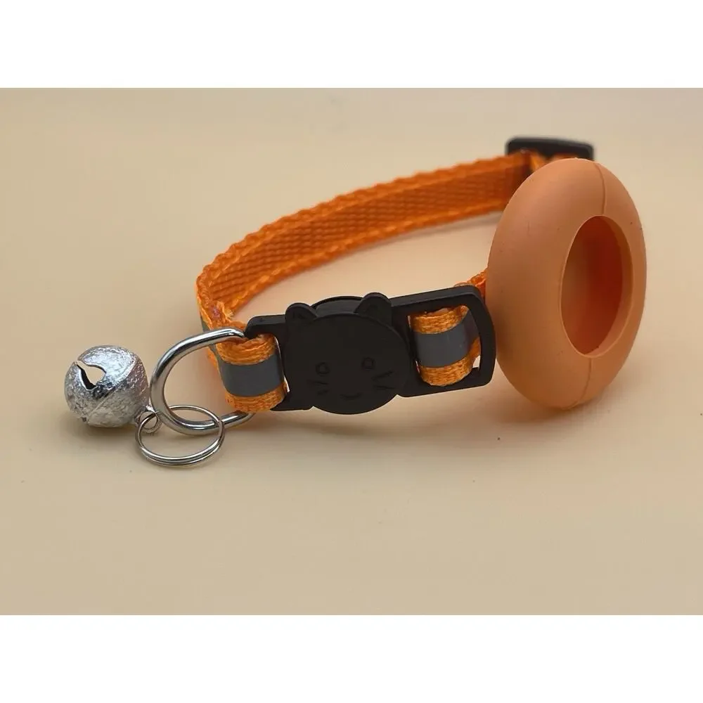 Orange Cat Collars - Two Whimsy Paws and Safety Stripe W AirTag Holder